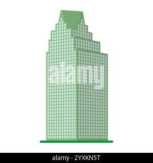 A modern high-rise building on a white background. View of the building from the bottom. Isometric vector illustration. Stock Vector