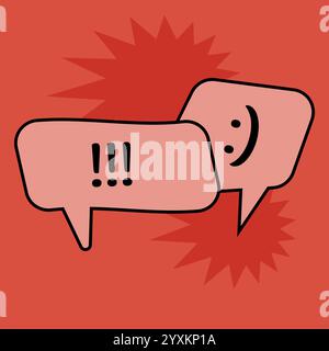 Communication speech bubbles on red background. Vector illustration Stock Vector