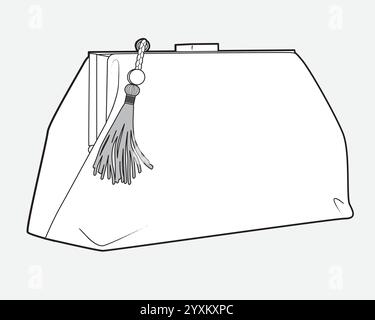 Clutch bag for women vector template technical illustration. Stock Vector