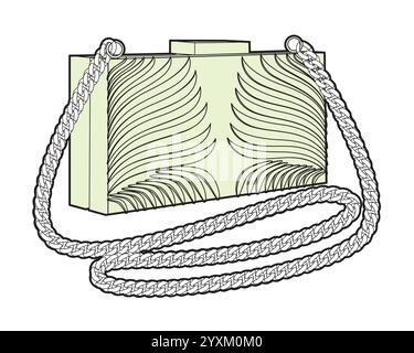 Minaudiere bag for women design technical flat drawing vector mockup template. Stock Vector