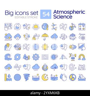Atmospheric science RGB color icons set Stock Vector