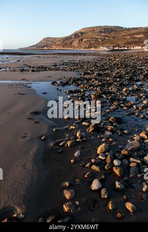 Llandudno west shore beach and the Great Orme on the north Wales coast Stock Photo