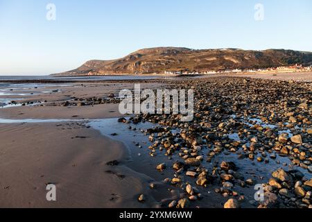 Llandudno west shore beach and the Great Orme on the north Wales coast Stock Photo