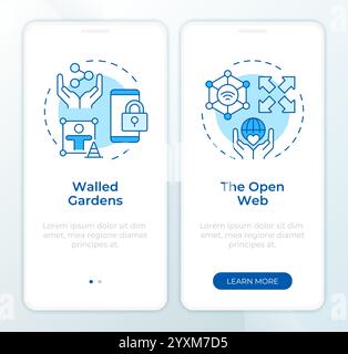 Digital experiences blue onboarding mobile app screen Stock Vector