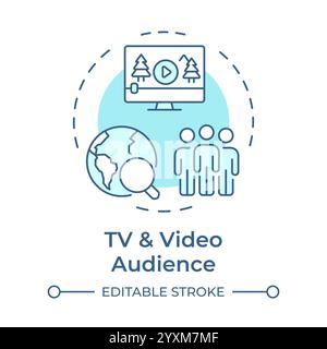 TV and video audience soft blue concept icon Stock Vector