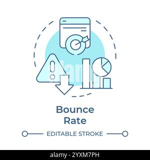 Bounce rate soft blue concept icon Stock Vector