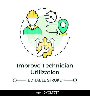 Improve technician utilization multi color concept icon Stock Vector