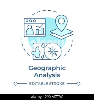 Geographic analysis soft blue concept icon Stock Vector