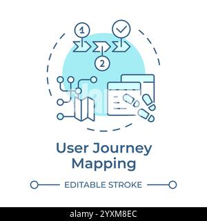User journey mapping soft blue concept icon Stock Vector