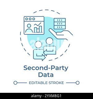 Second party data soft blue concept icon Stock Vector