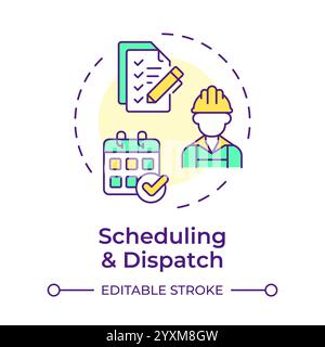 Scheduling and dispatch multi color concept icon Stock Vector