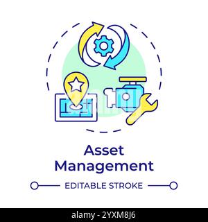 Asset management multi color concept icon Stock Vector
