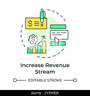 Increase revenue steam multi color concept icon Stock Vector