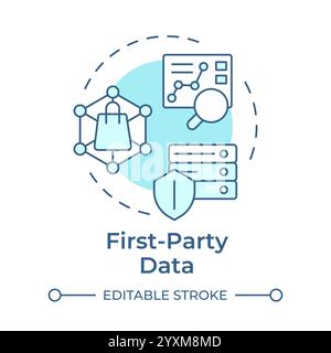 First party data soft blue concept icon Stock Vector