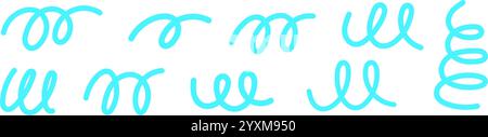 Calligraphic swash with smooth curve and hand drawn flourish. Blue brush stroke text ornament. Flat vector illustration isolated on white background. Stock Vector