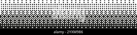Abstract pixel pattern with fading dots and geometric shapes. Digital mosaic with dissolving squares and halftone texture background. Flat vector illu Stock Vector
