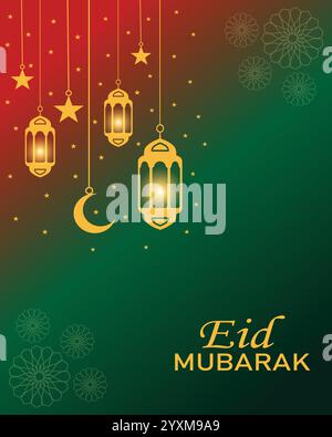 Eid Mubarak, Islamic greetings background vector design Stock Vector