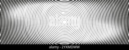 Abstract spiral pattern with concentric circular shapes and ripple effect. Black and white radial graphic background. Flat vector illustration Stock Vector