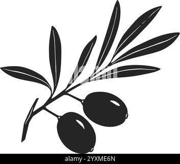 Simple black and white olive branch graphic. Stock Vector