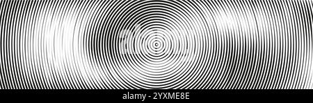 Abstract spiral pattern background with concentric circular shapes and radial effect. Black and white geometric design with ripple twist. Flat vector Stock Vector