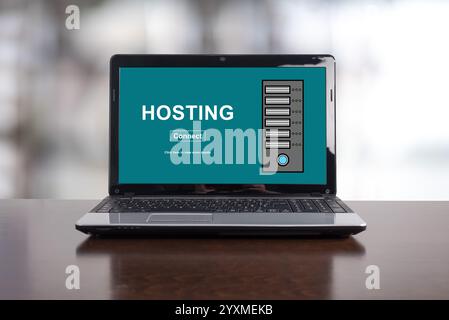 Hosting concept on a laptop screen Stock Photo