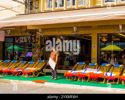 Bangkok, Thailand - January 16, 2020: Thai massage shop on the famous Khaosan Road. Stock Photo