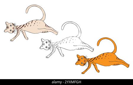 A domestic cat lying on its side and looking up. Stock Vector