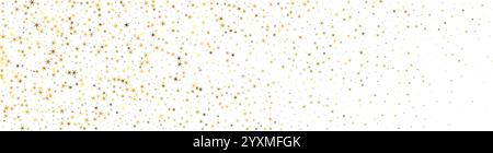 Golden star background with glittering confetti and falling stardust. magical yellow pattern for holidays. Flat vector illustration isolated Stock Vector
