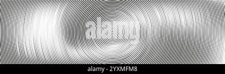 Abstract spiral pattern background with concentric circular shapes and radial effect. Black and white geometric design with ripple twist. Flat vector Stock Vector
