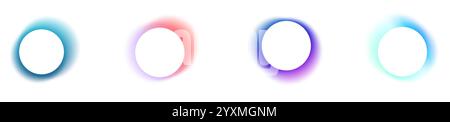 Y2K gradient shapes with blue blur colors. Abstract, fluid color. Flat vector illustration isolated on white. Stock Vector