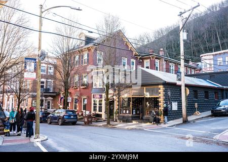 Jim Thorpe, PA - December 14, 2024:  View of historic downtown Jim Thorpe, Pennsylvania during Christmas holiday season. Stock Photo