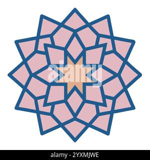 Beautiful Islamic Geometric Pattern - Elegant Arabic Star Design for Home Decor, Digital Art, and Print Stock Vector