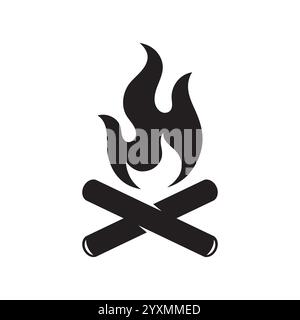 Bonfire with burning firewood logo design. Campfire simple sign illustration, vector. Stock Vector