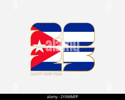 Abstract numbers 2025 with flag of Cuba. Vector illustration. Stock Vector
