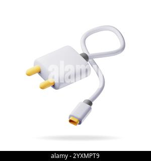 3d white USB charger isolated on white Stock Vector