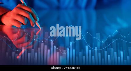 Data Visualization in Financial Analytics with Trend Analysis. Stock Photo