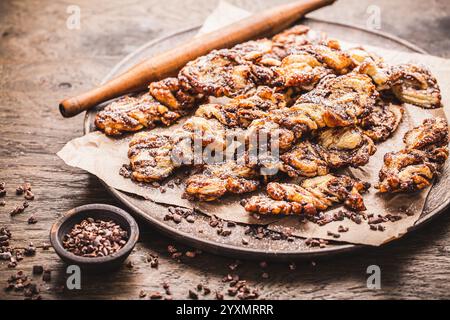 Homemade flaky pastry dessert with chocolate Stock Photo