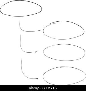 Hand drawn doodle vector circle elements with arrows for infographic. Stock Vector
