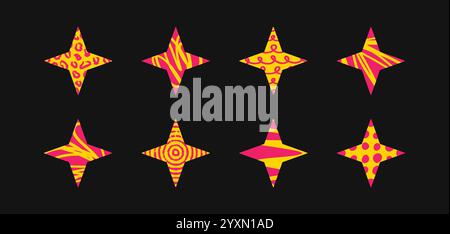 Set of doodle textured vector stars Stock Vector