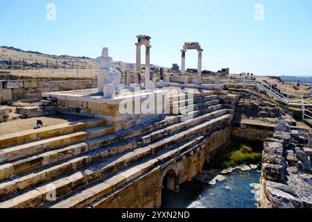 Denizli,Turkey-Oct.3rd 2024:In Hierapolis. Statue of Hades and Cerberus old ruins Stock Photo