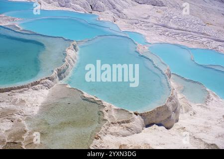 Pamukkale travertine terraces in Denizli, Turkey Stock Photo