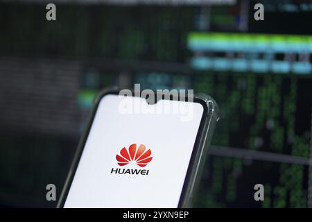 Huawei company logo on a smartphone Stock Photo - Alamy