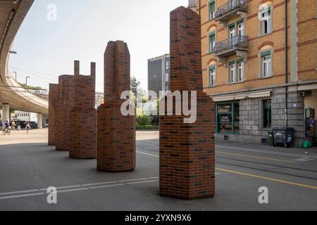 The "Towers" five piece sculpture in Zurich, Switzerland Stock Photo