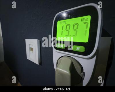 Measuring device for power consumption with display Stock Photo