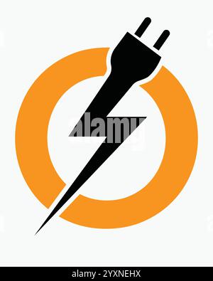 Initial Letter O Electric Logo Concept With Power and Electric Plug Symbol Vector Template Stock Vector