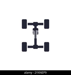 chassis icon, car four wheel drive Stock Vector