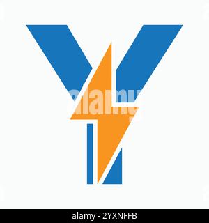 Initial Letter Y With Thunder Bolt Symbol. Power Icon Electric Symbol Vector Template Stock Vector