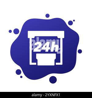 24h booth icon, exhibition stand vector Stock Vector