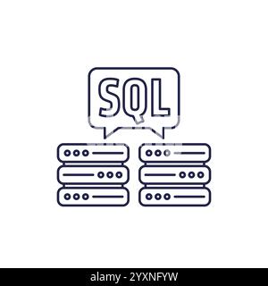 SQL servers icon, line vector design Stock Vector