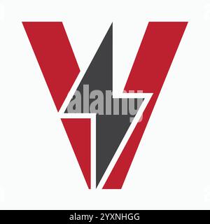 Initial Letter V With Thunder Bolt Symbol. Power Icon Electric Symbol Vector Template Stock Vector